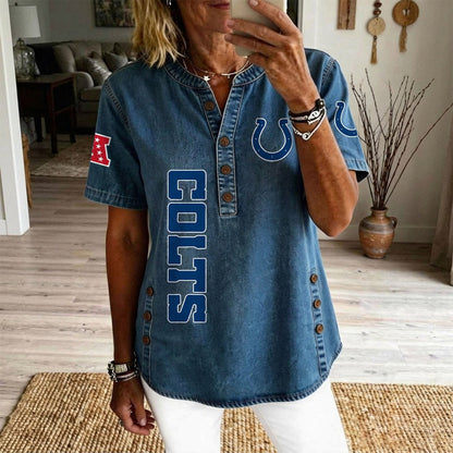 IND x NFL Women’???s Denim Casual Tops DATND LBN 190526