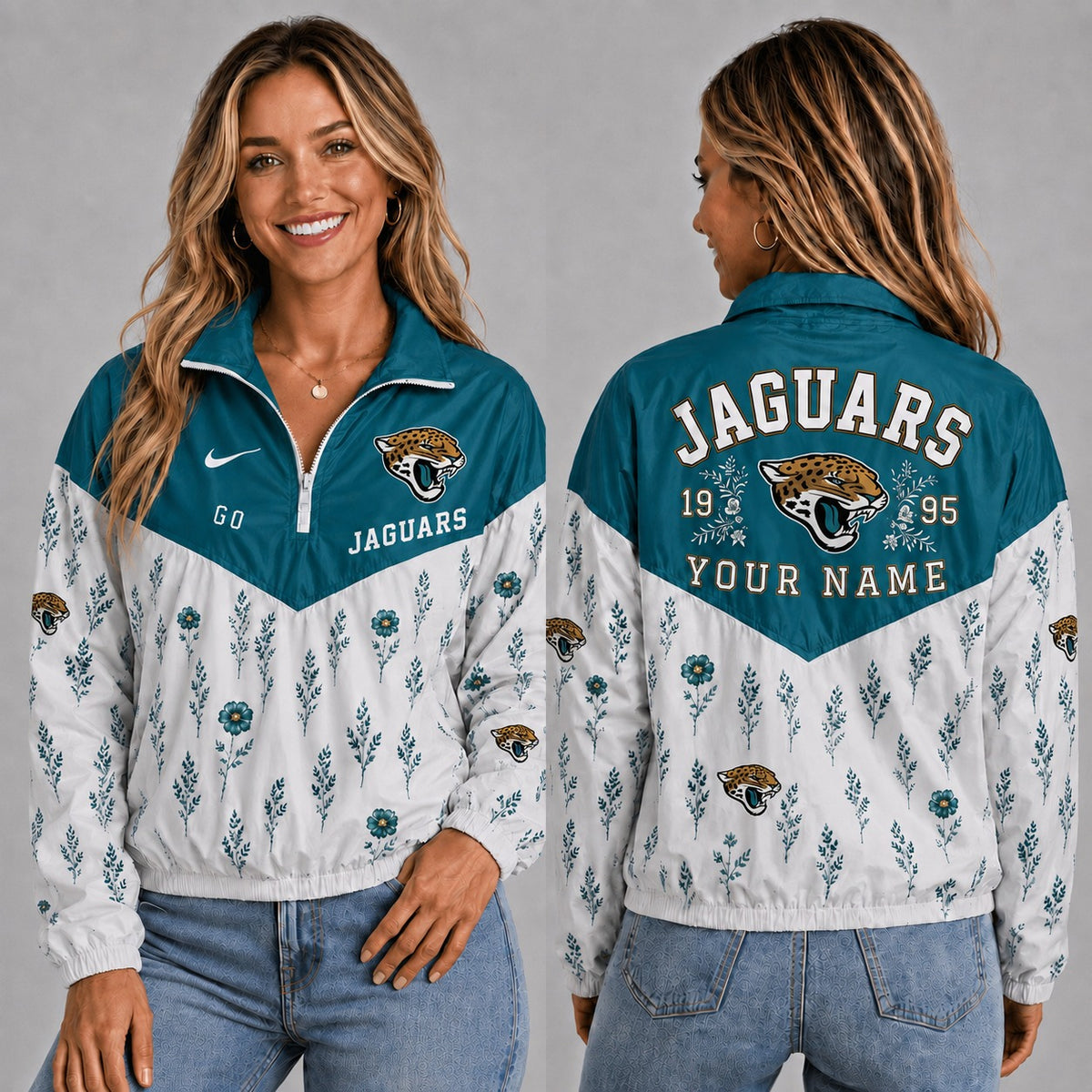 JJ x NFL Personalized Women Quarter Zip Jacket