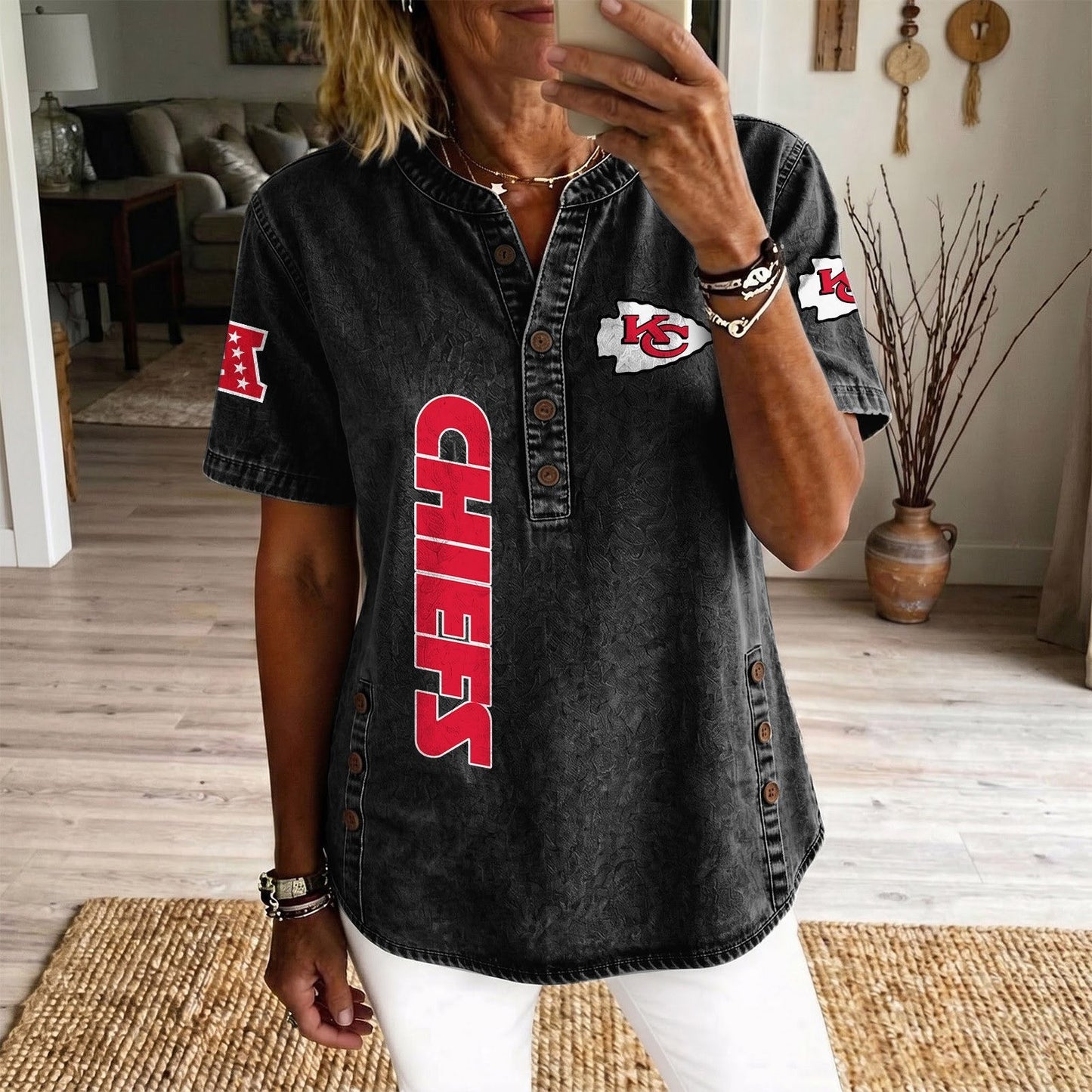 KAN x NFL Women’???s Denim Casual Tops DATND LBN 190526
