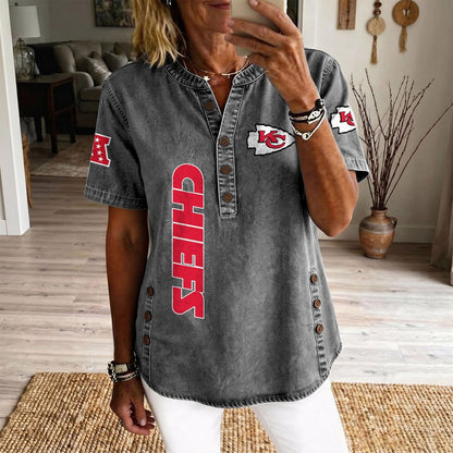 KAN x NFL Women’???s Denim Casual Tops DATND LBN 190526