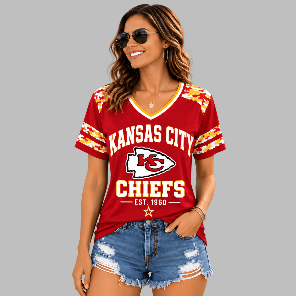 KC Premium NFL All-American Camo V-neck