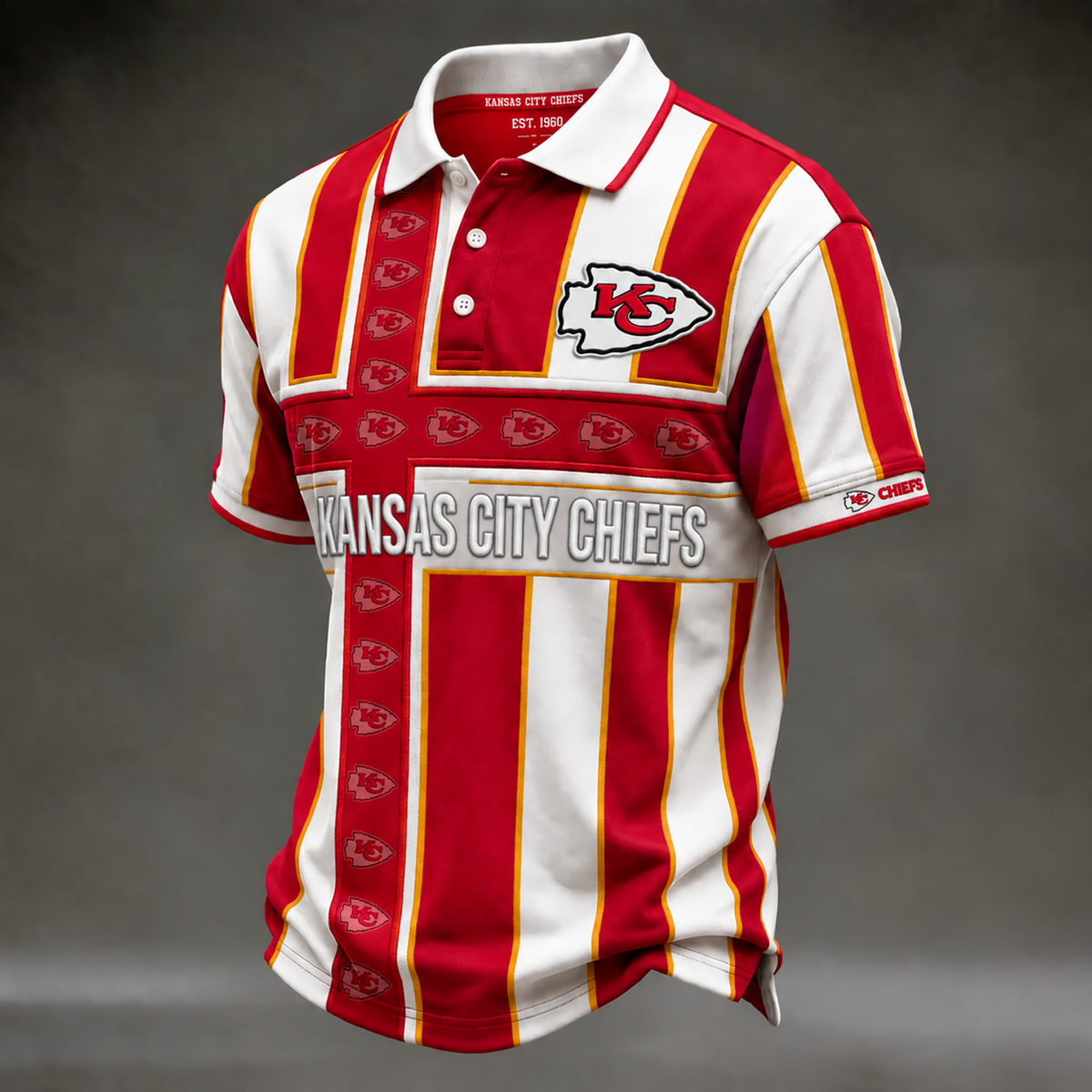 KC X NFL Legacy Stripe Embroidered Polo Shirt