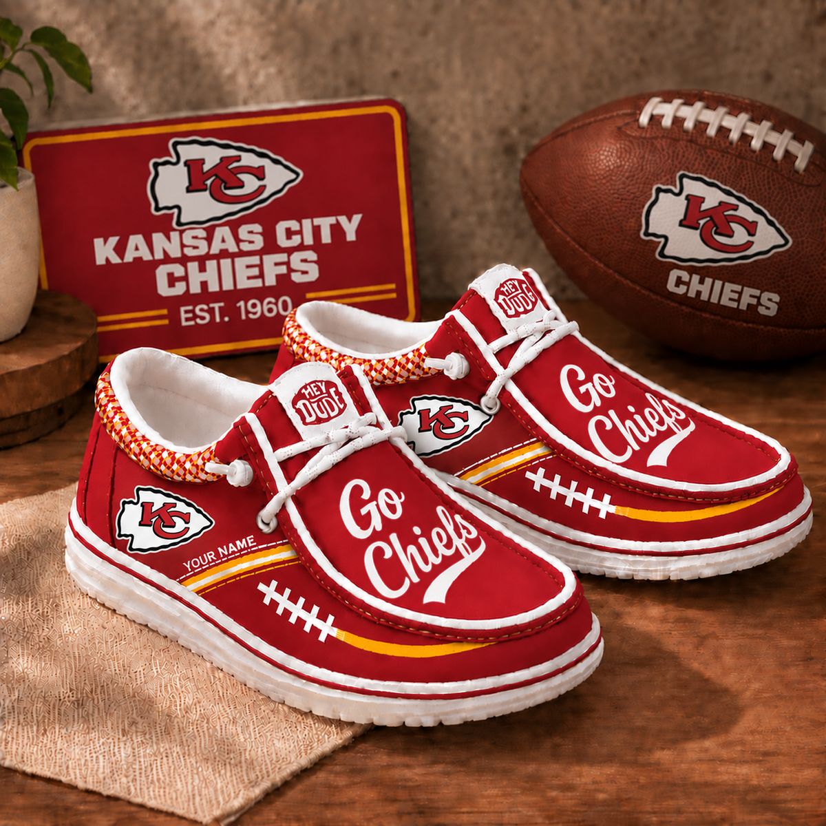 KC x NFL Personalized New Style Hey Dude Shoes