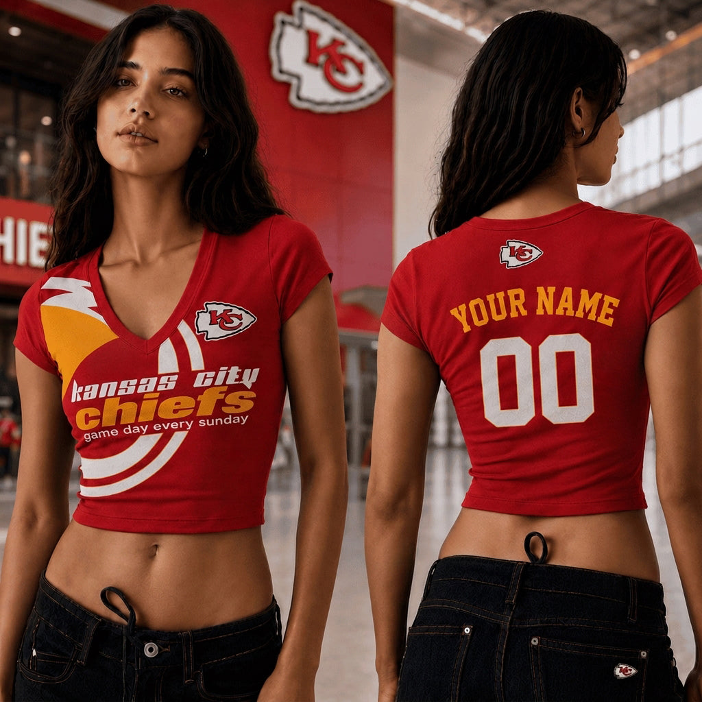 KCC x NFL Premium Women V-neck Croptop Personalized Gift For Fan