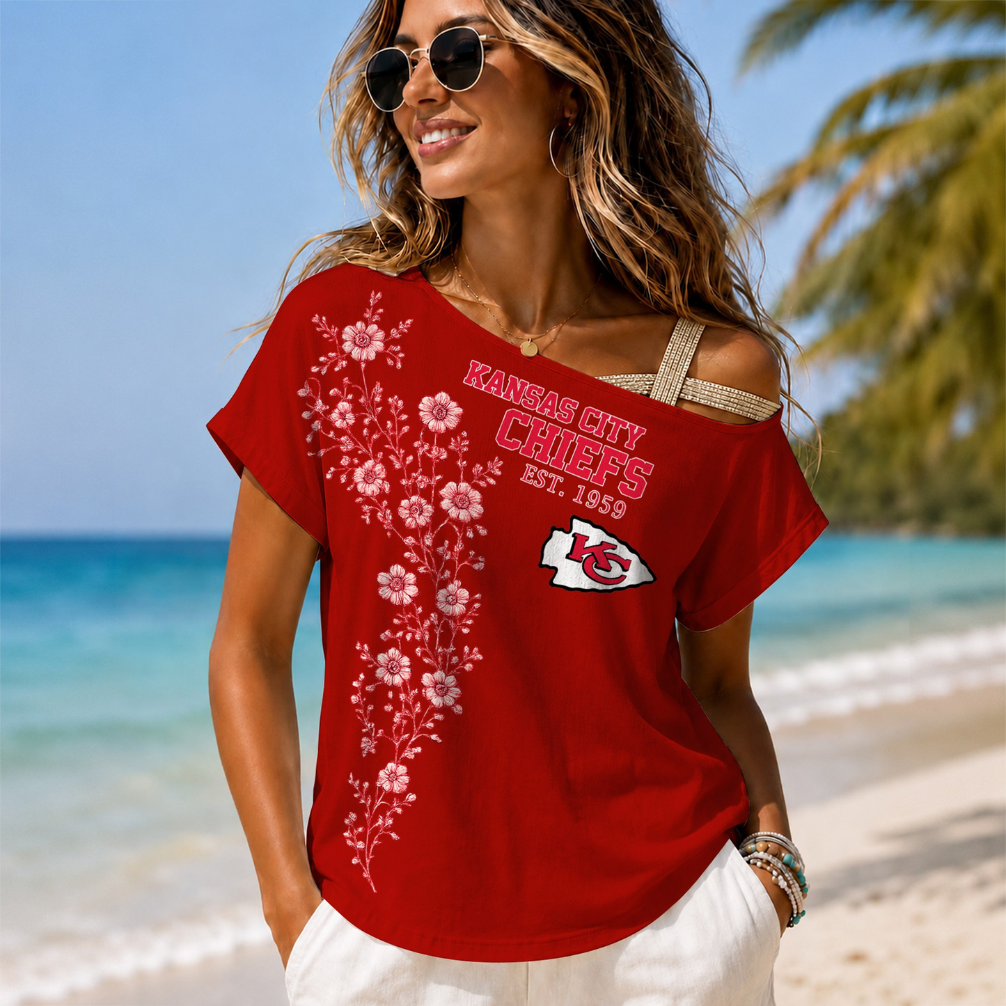 KCC x NFL Slouchy Off-Shoulder T-Shirt