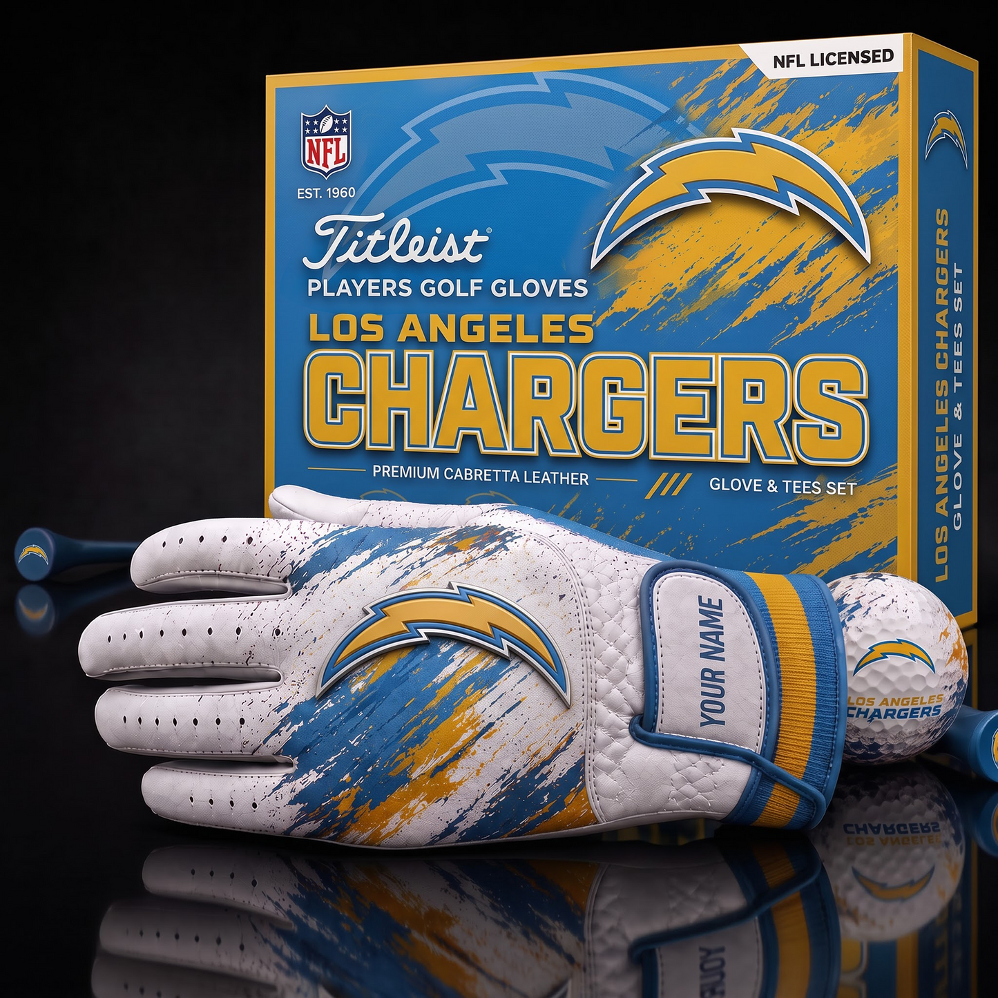 LAC NFL LUXURY PERSONALIZED GOLF GLOVE SET LIMITED EDTION