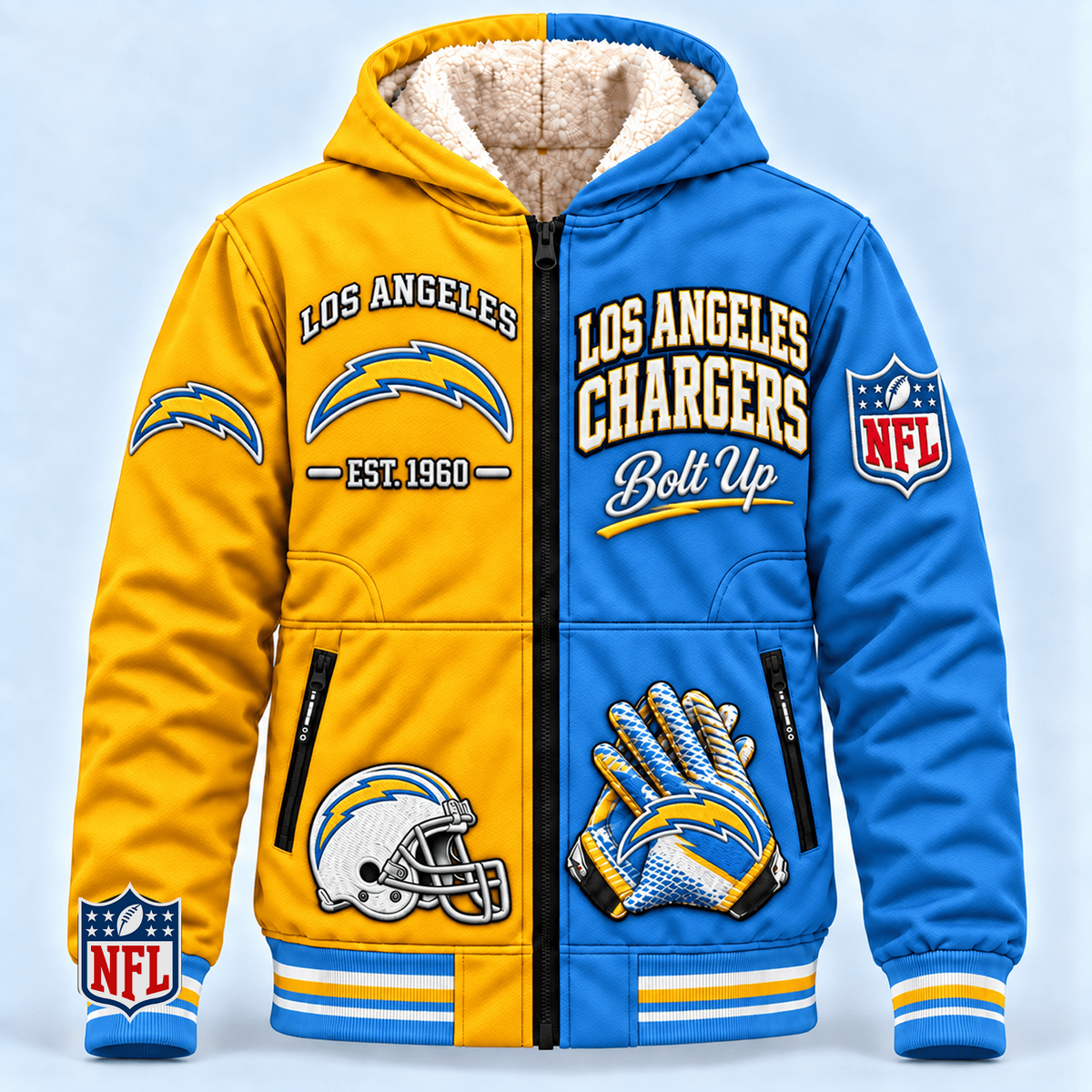 LAC x NFL Hooded Varsity Bomber Jacket