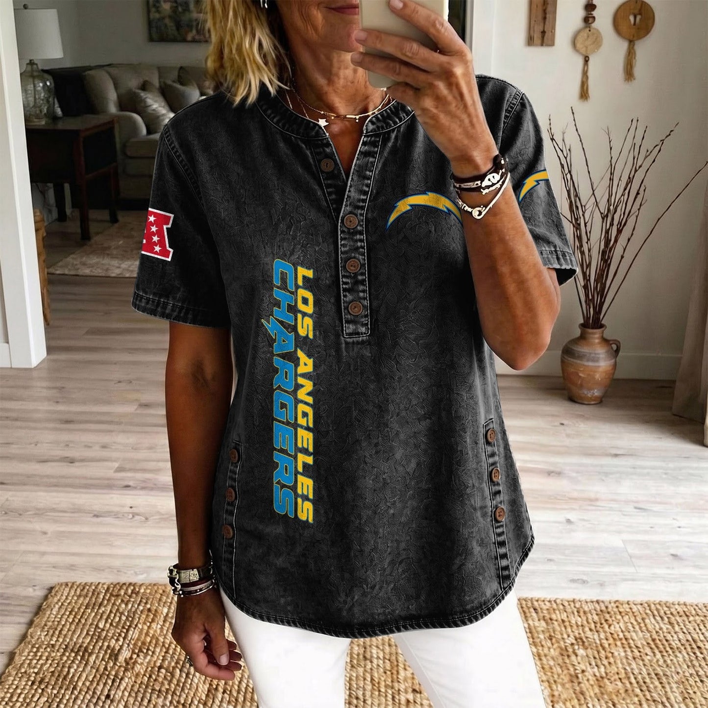 LAC x NFL Women’???s Denim Casual Tops DATND LBN 190526