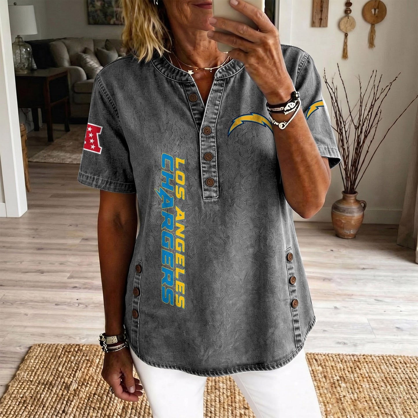 LAC x NFL Women’???s Denim Casual Tops DATND LBN 190526
