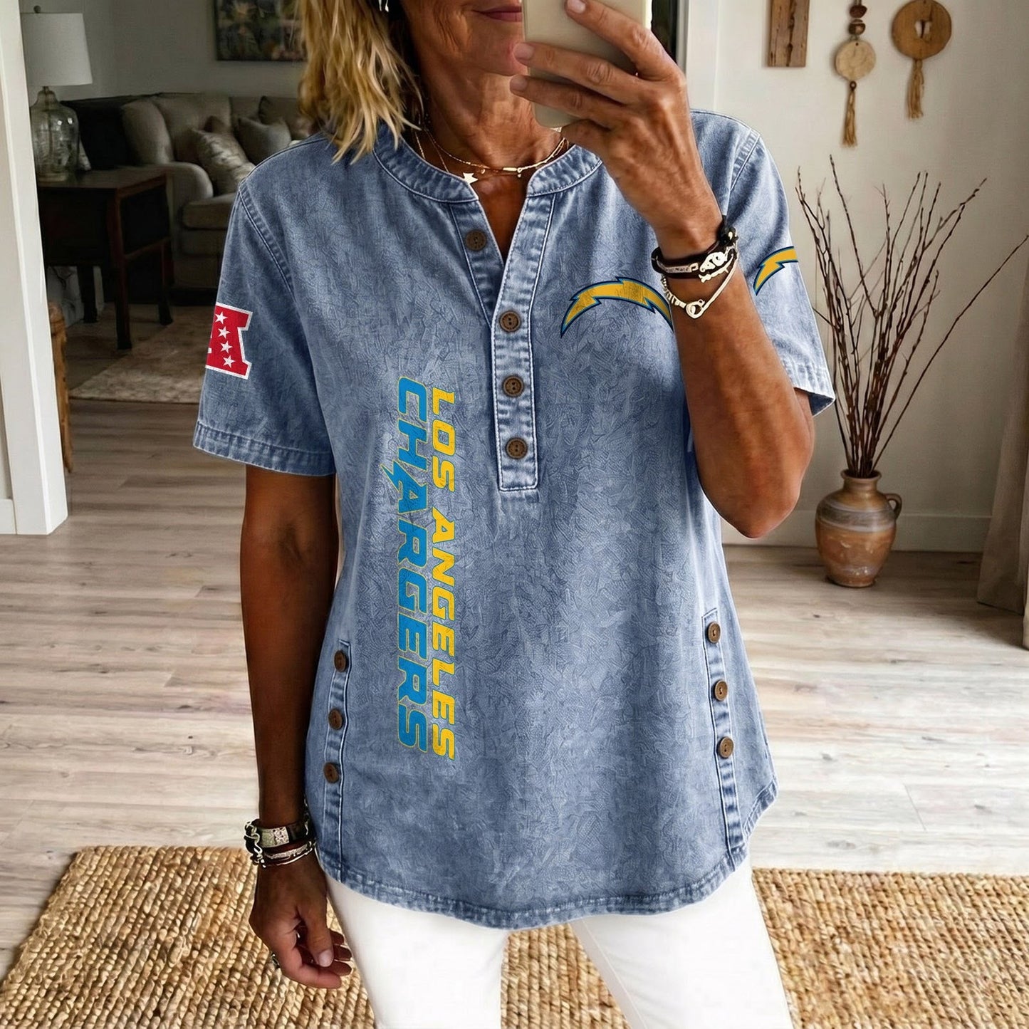 LAC x NFL Women’???s Denim Casual Tops DATND LBN 190526