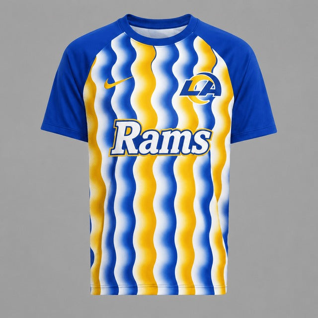 LAR Premium NFL Retro Wavy Pattern Athletic T-Shirt
