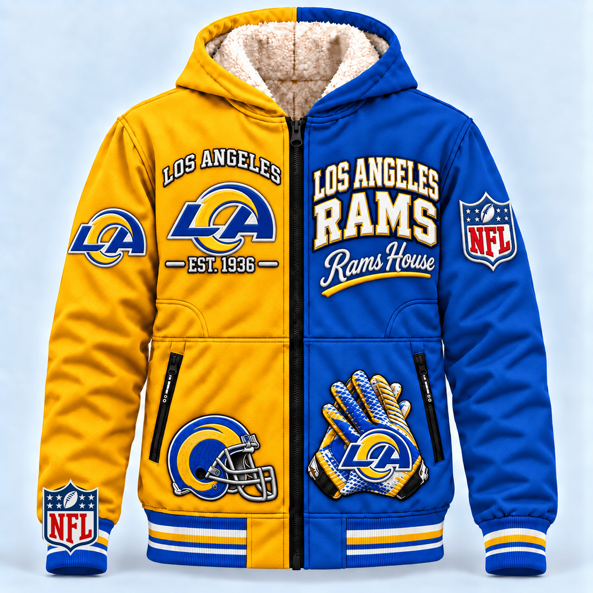 LAR x NFL Hooded Varsity Bomber Jacket