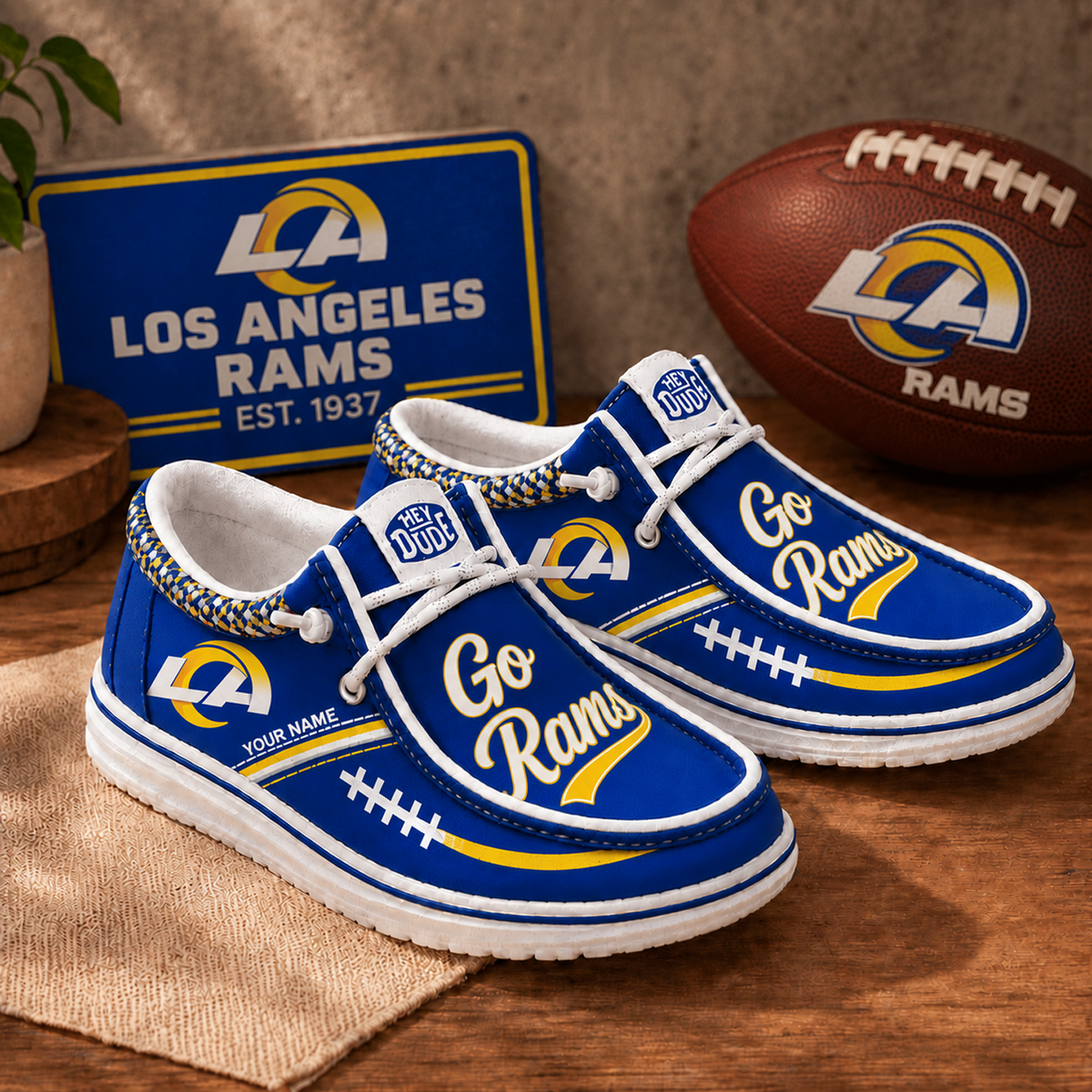 LAR x NFL Personalized New Style Hey Dude Shoes