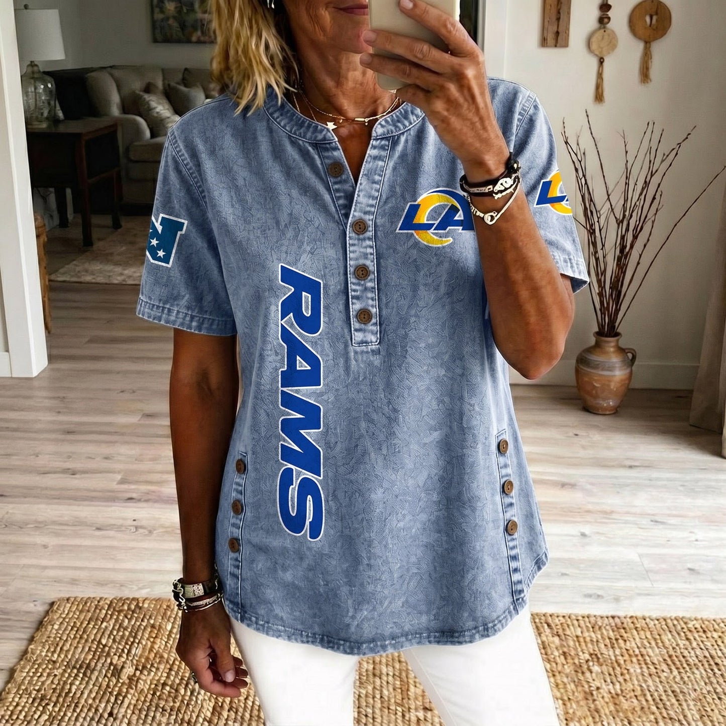 LAR x NFL Women’???s Denim Casual Tops DATND LBN 190526