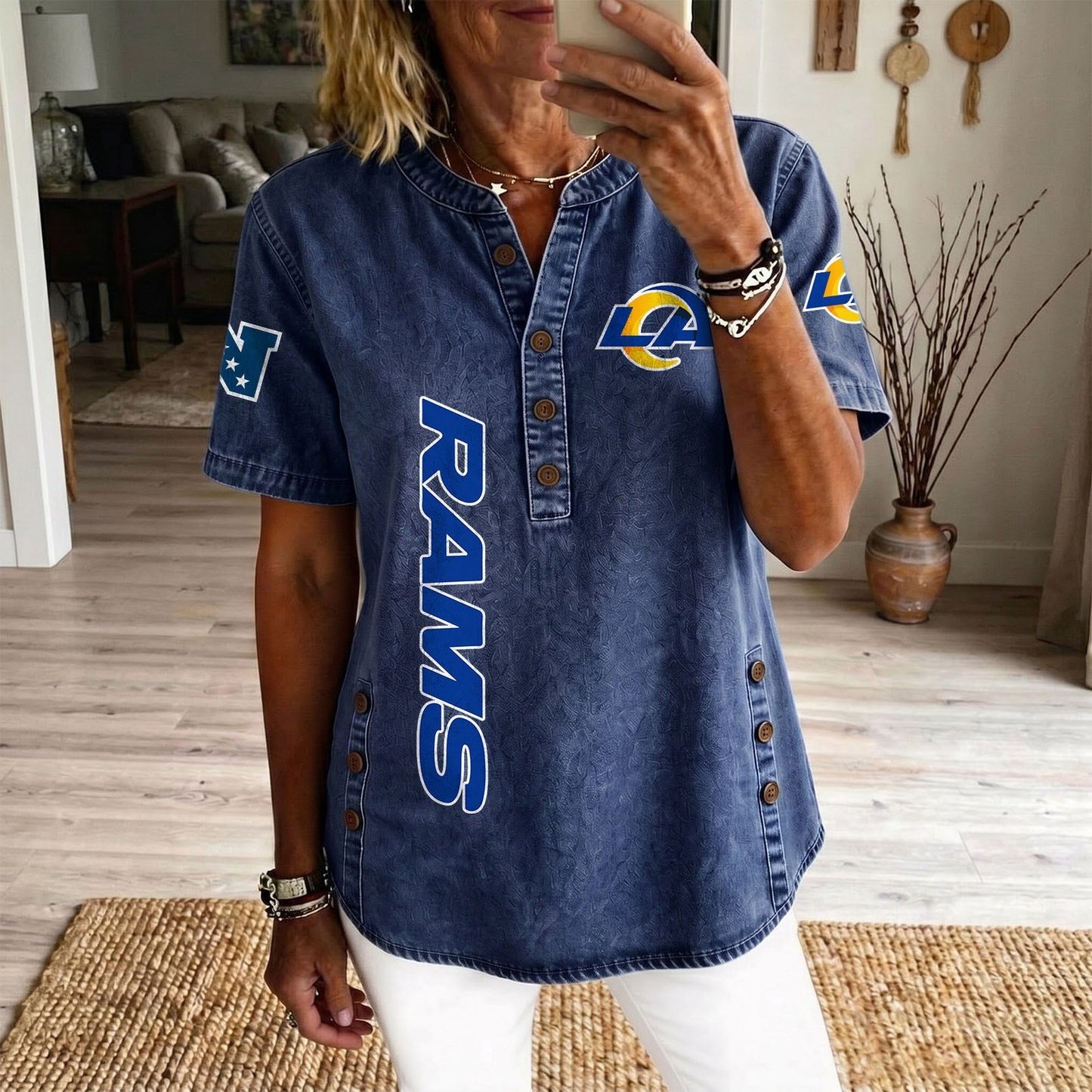 LAR x NFL Women’???s Denim Casual Tops DATND LBN 190526