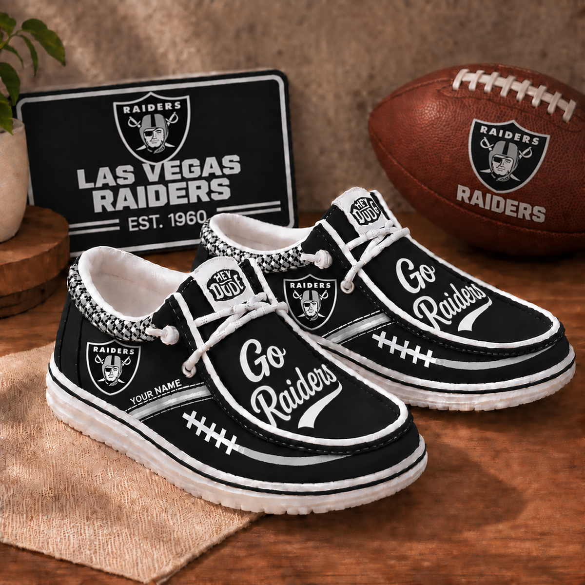 LV x NFL Personalized New Style Hey Dude Shoes