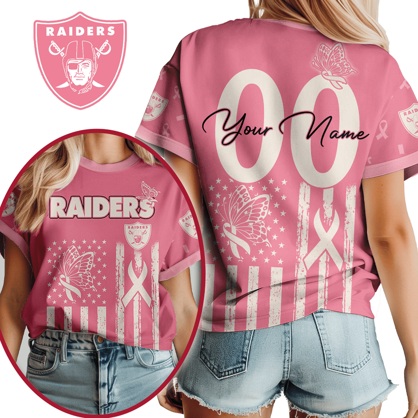 LV x NFL Premium Butterfly Ribbon Custom 3D Shirt