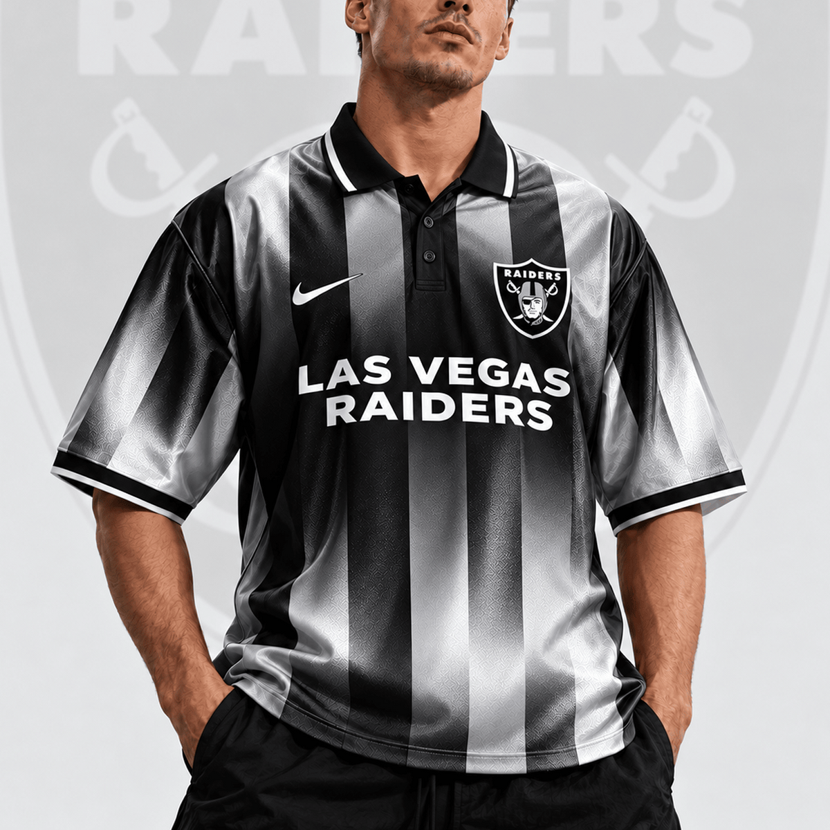 LV x NFL Team Crest Vertical Stripe Retro Performance Polo Jersey