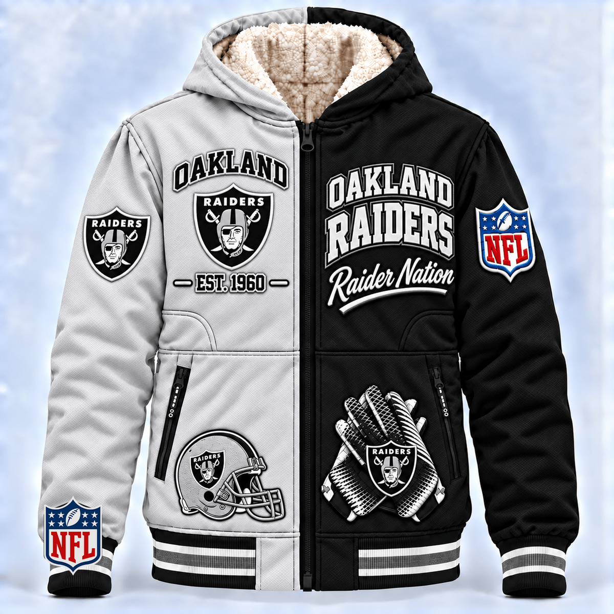 LVR x NFL Hooded Varsity Bomber Jacket