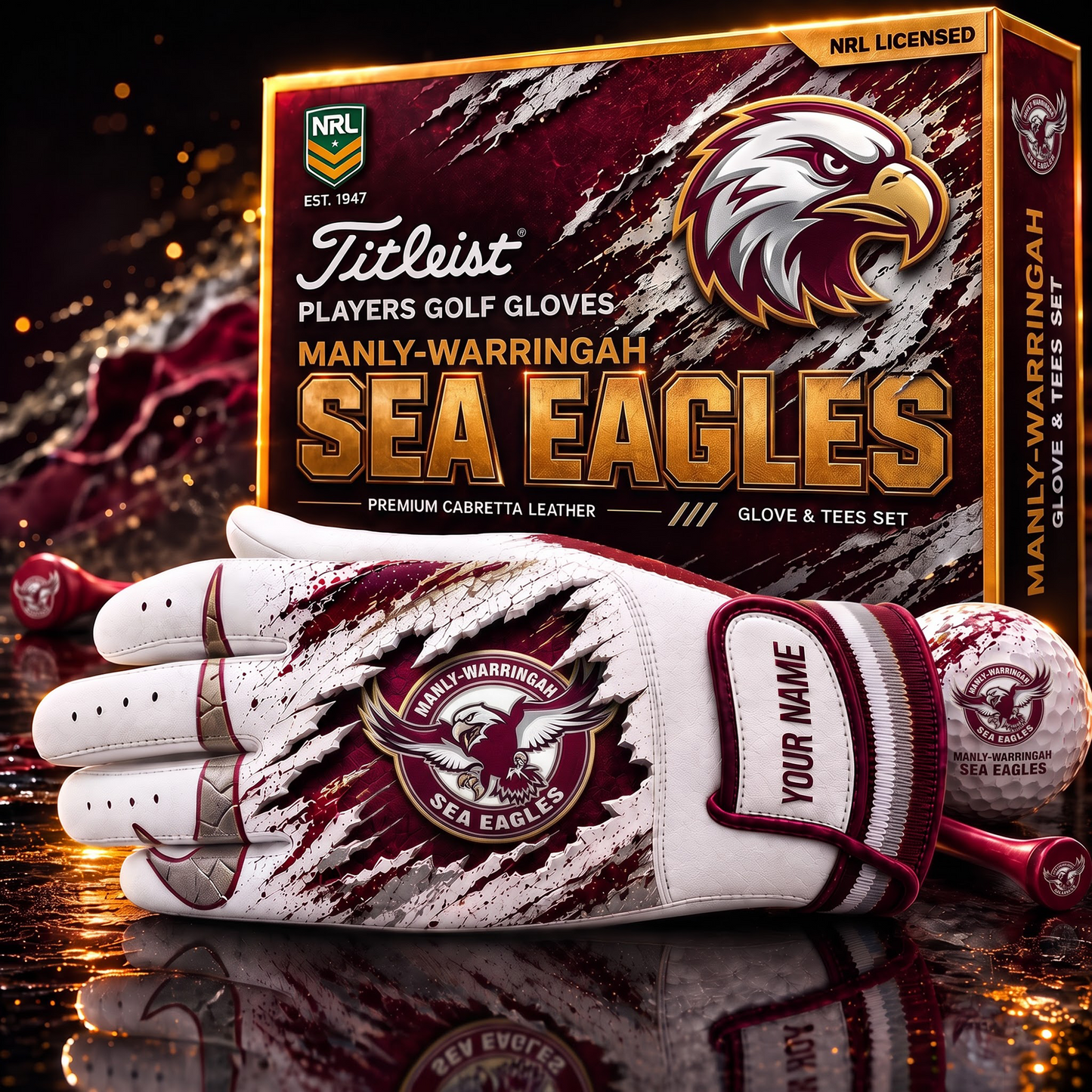 MAN PREMIUM NRL PLAYERS GOLF GLOVE GIFT SET  V2