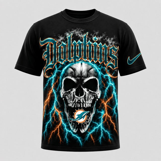 MD Premium NFL Premium Skull Lightning Graphic T-Shirt