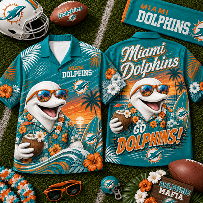 MIA x NFL Premium Beach Vibes Hawaiian Shirt