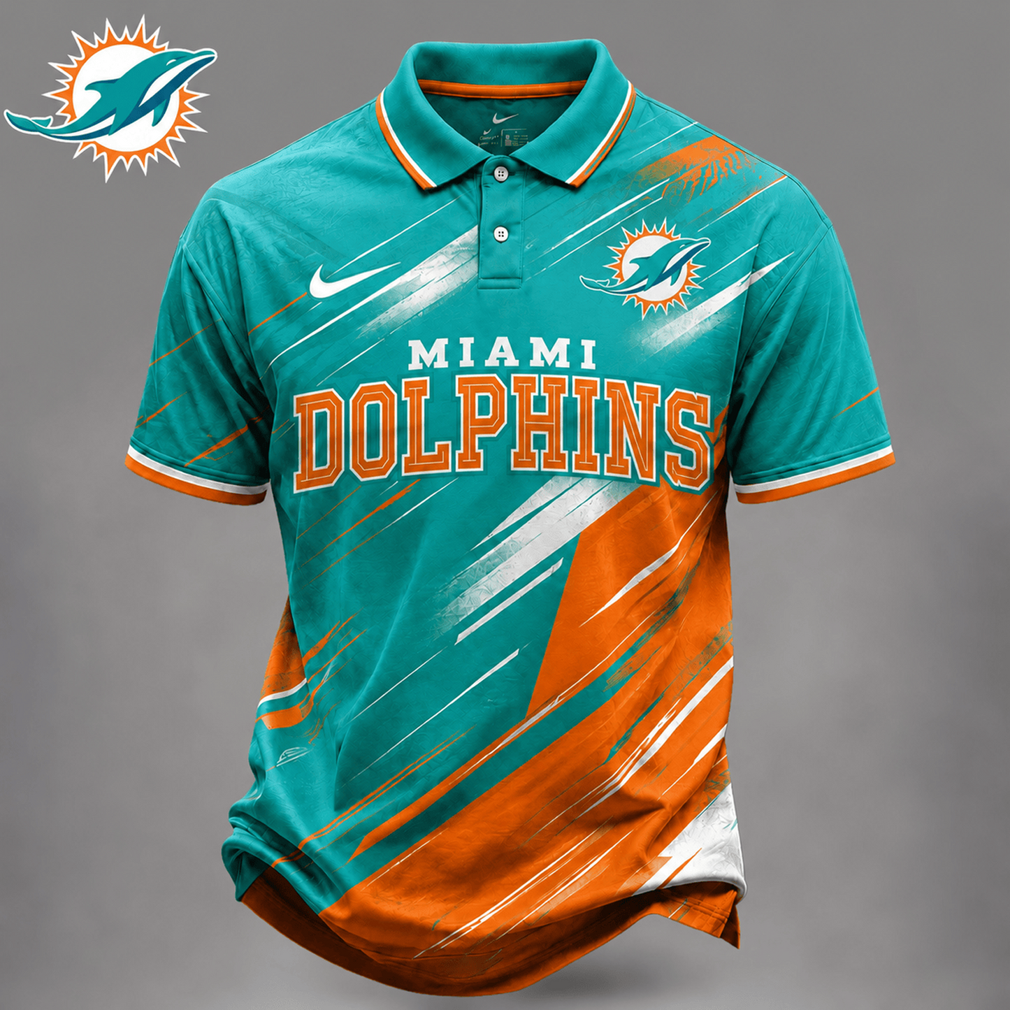 MIA x NFL Premium Bold Stripe Polo Shirt