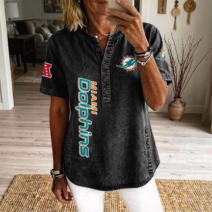 MIA x NFL Women’???s Denim Casual Tops DATND LBN 190526