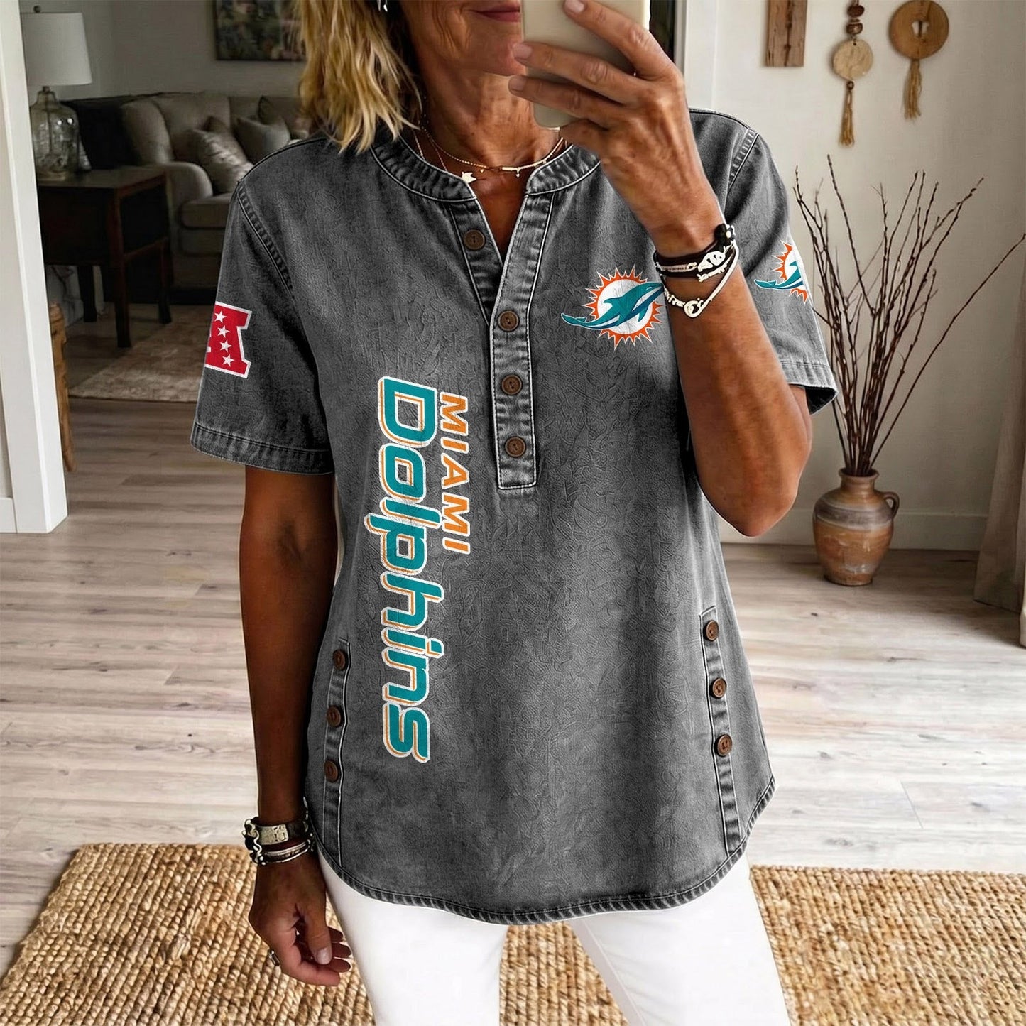 MIA x NFL Women’???s Denim Casual Tops DATND LBN 190526
