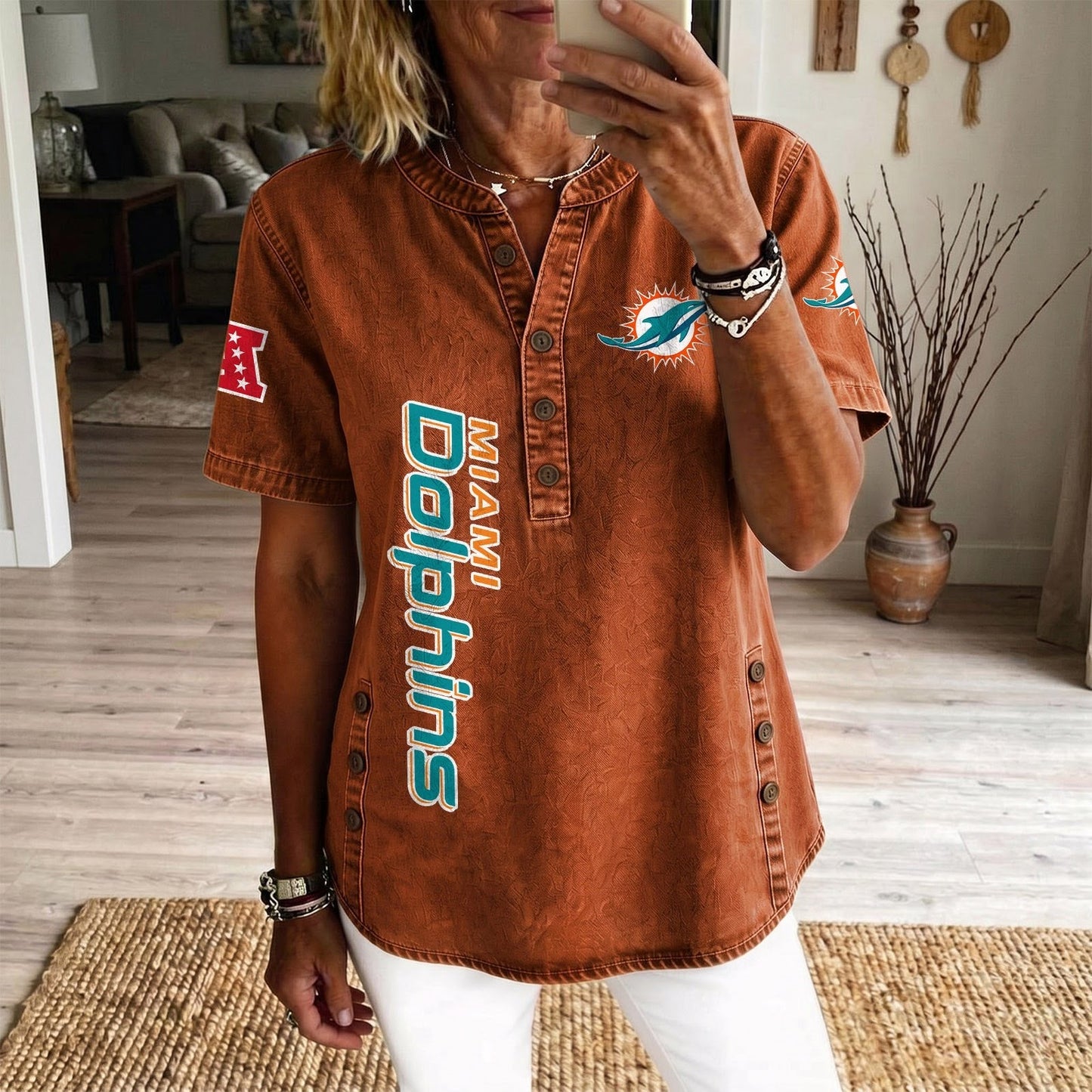 MIA x NFL Women’???s Denim Casual Tops DATND LBN 190526