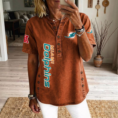 MIA x NFL Women’???s Denim Casual Tops DATND LBN 190526