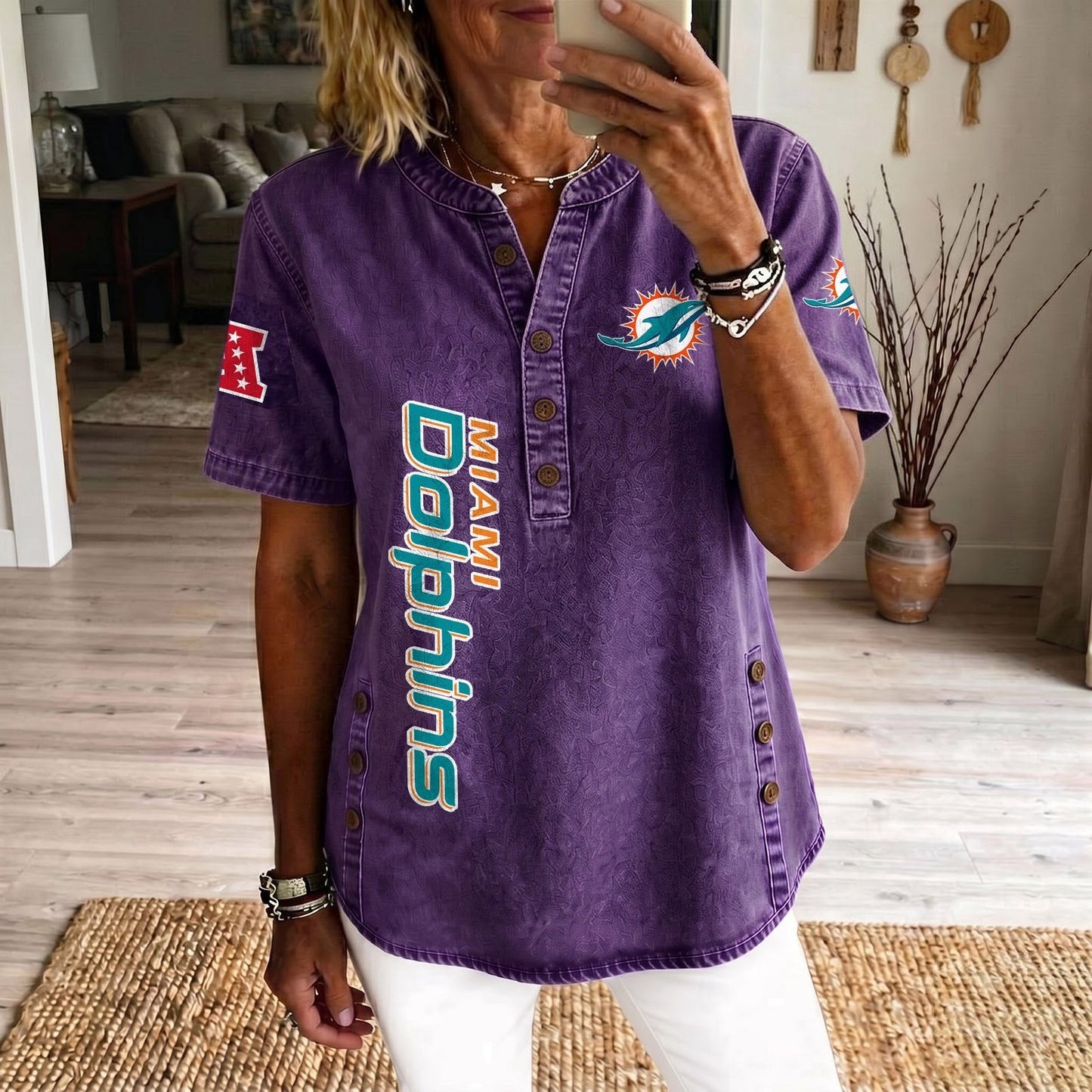 MIA x NFL Women’???s Denim Casual Tops DATND LBN 190526