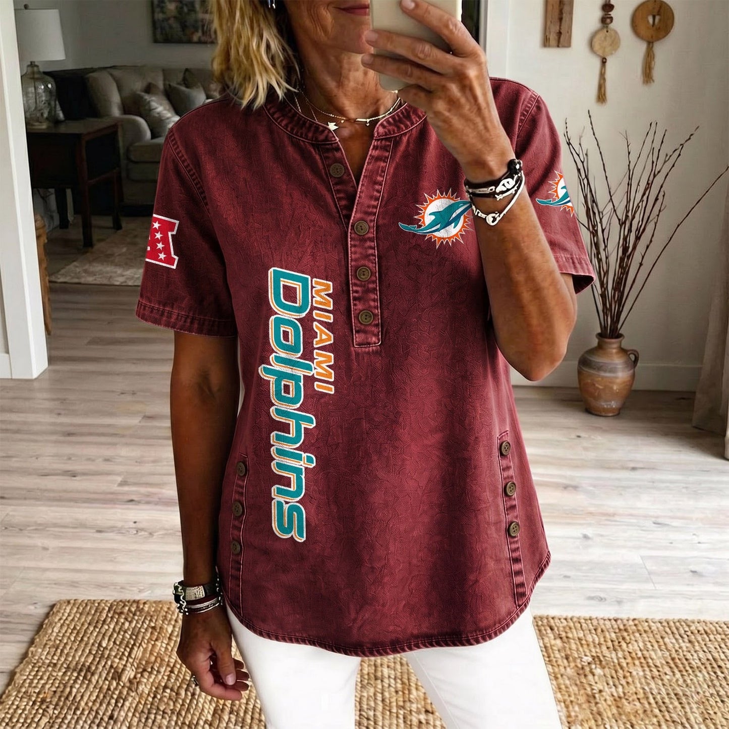 MIA x NFL Women’???s Denim Casual Tops DATND LBN 190526