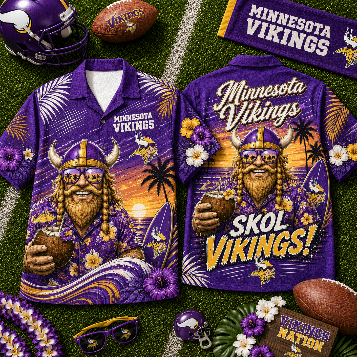 MIN x NFL Premium Beach Vibes Hawaiian Shirt