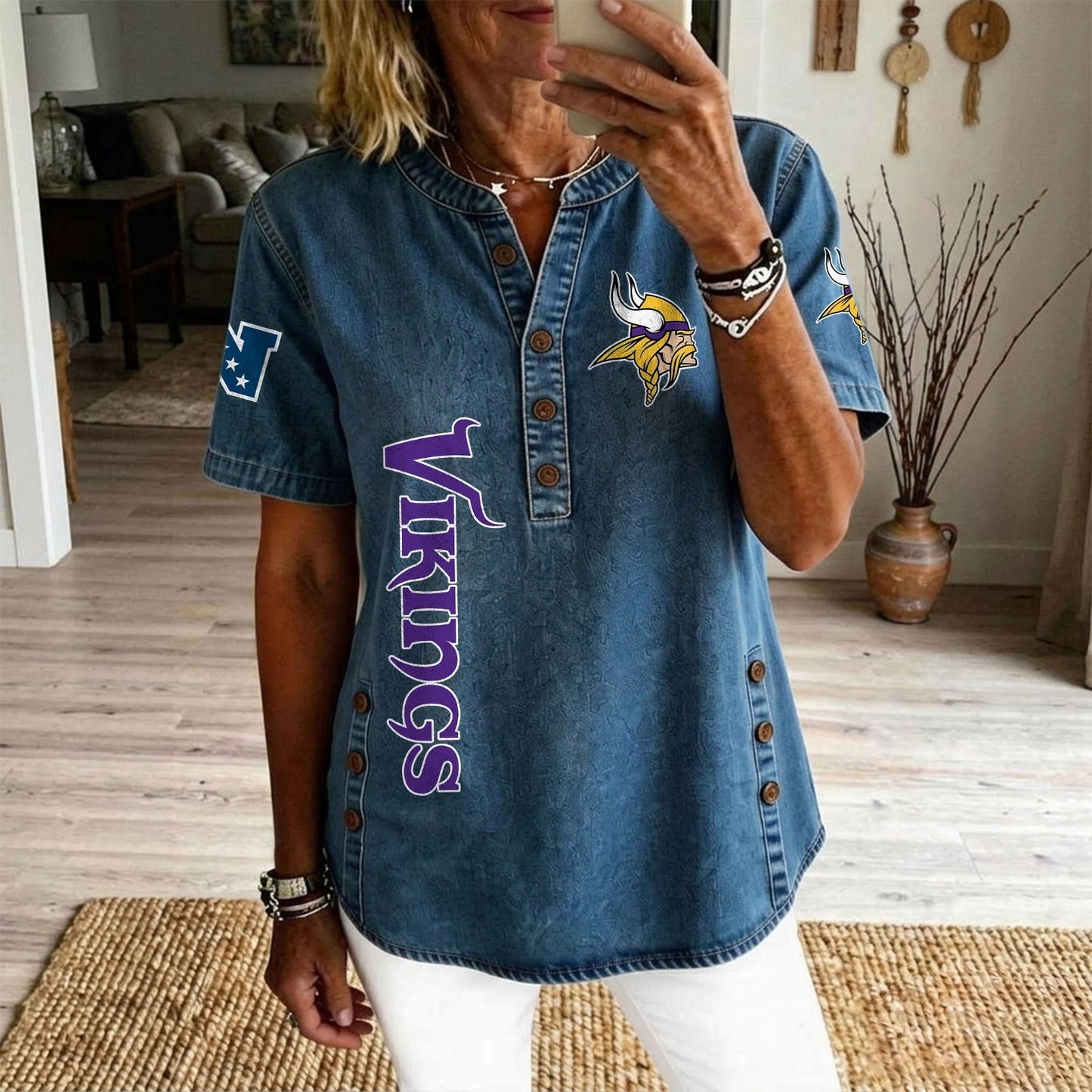 MIN x NFL Women’???s Denim Casual Tops DATND LBN 190526