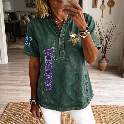 MIN x NFL Women’???s Denim Casual Tops DATND LBN 190526