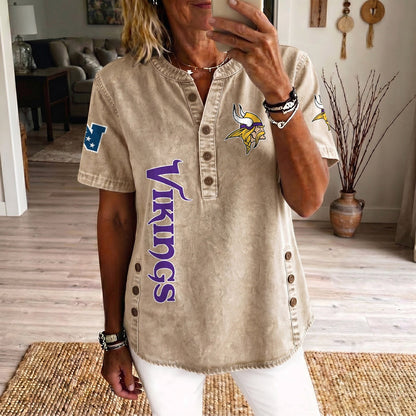 MIN x NFL Women’???s Denim Casual Tops DATND LBN 190526