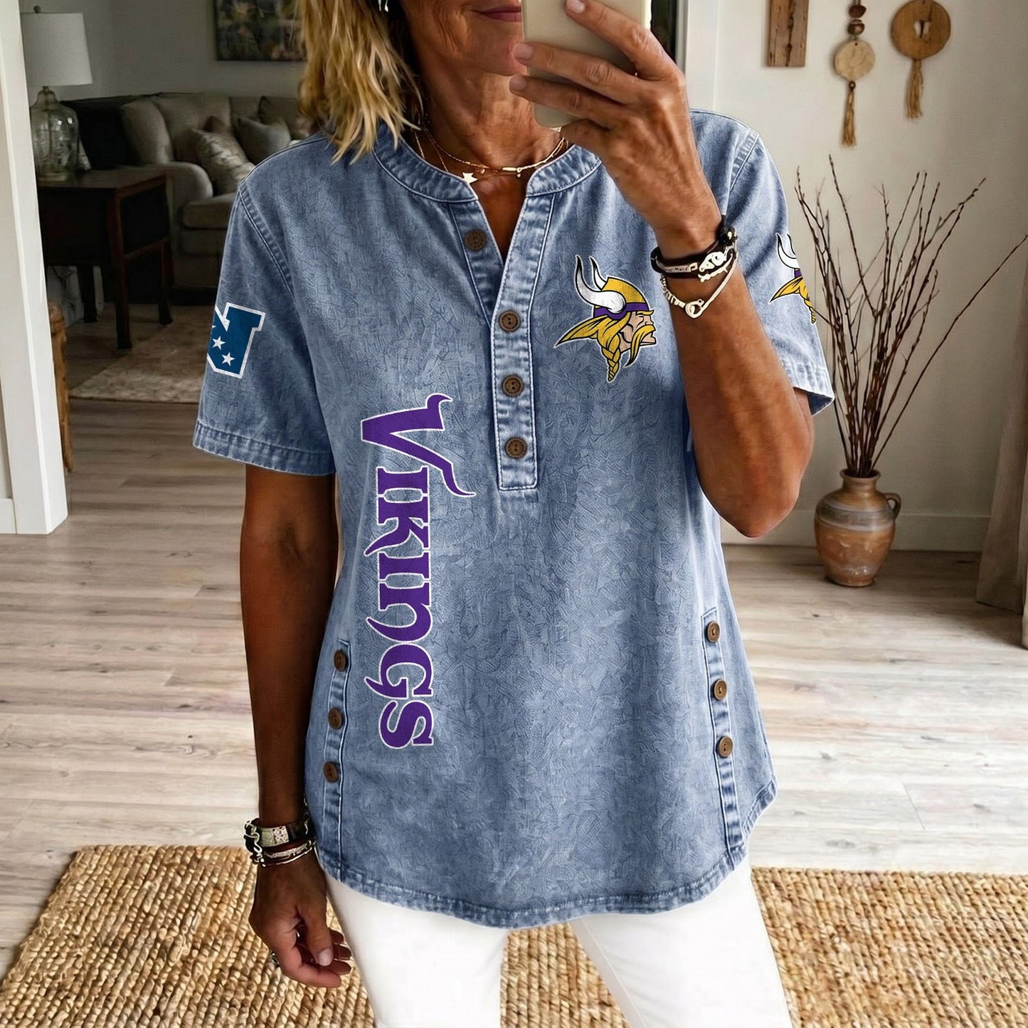 MIN x NFL Women’???s Denim Casual Tops DATND LBN 190526