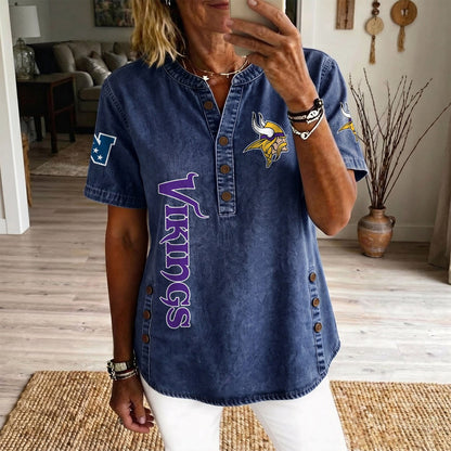 MIN x NFL Women’???s Denim Casual Tops DATND LBN 190526