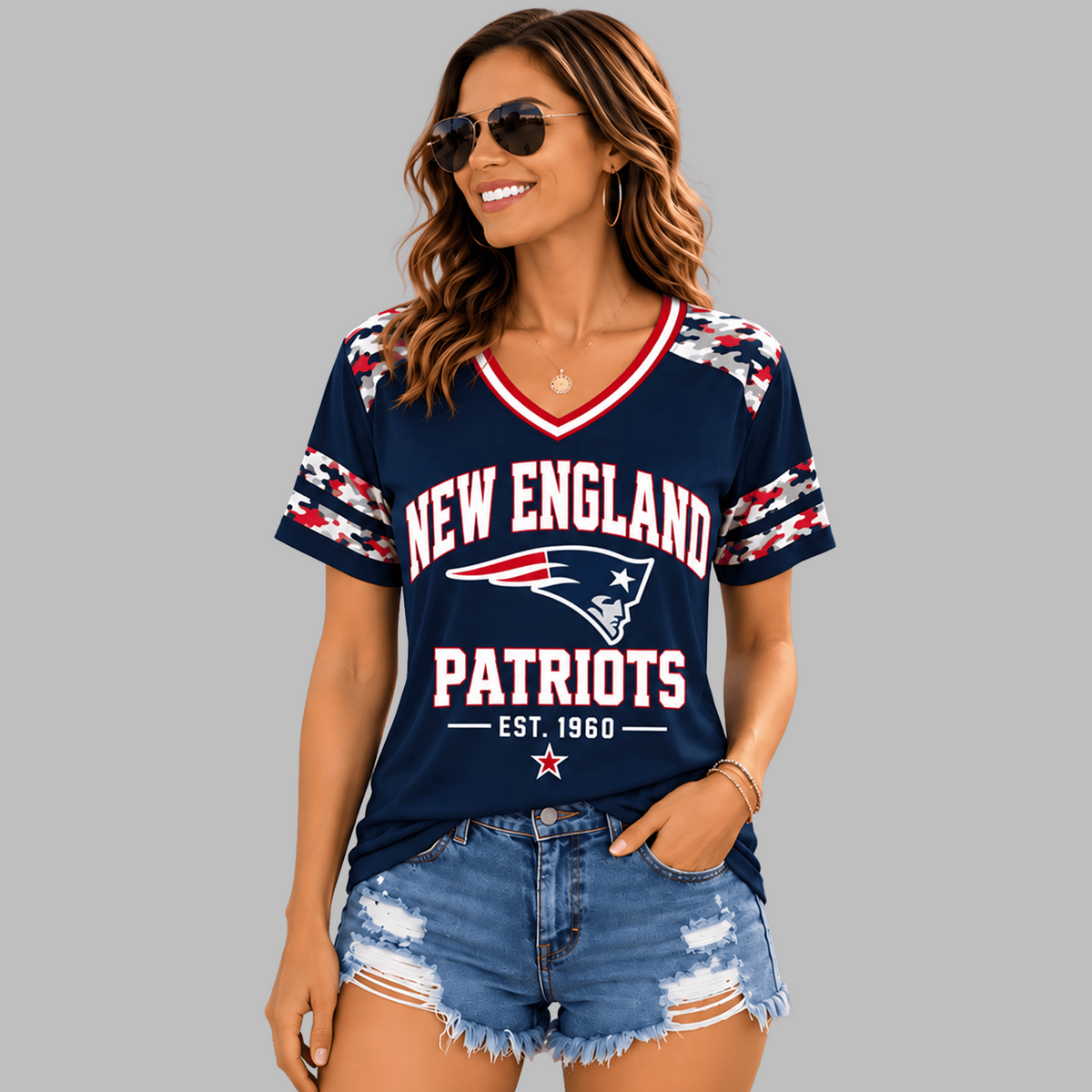 NE Premium NFL All-American Camo V-neck