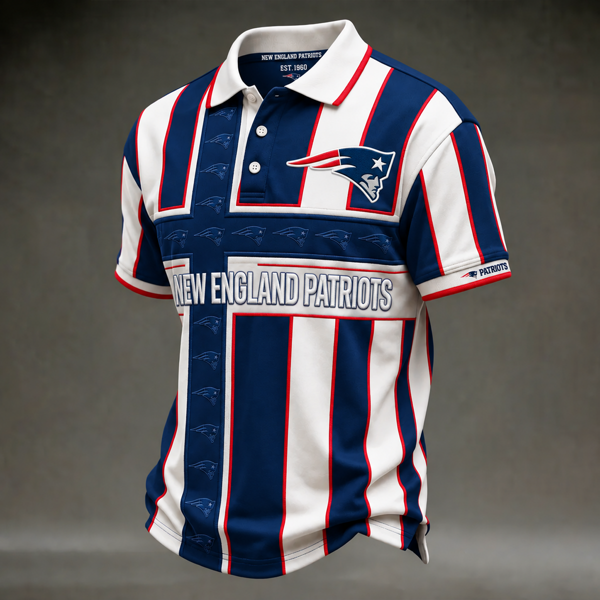 NE X NFL Legacy Stripe Embroidered Polo Shirt