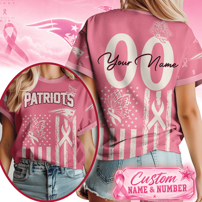 NE x NFL Premium Butterfly Ribbon Custom 3D Shirt