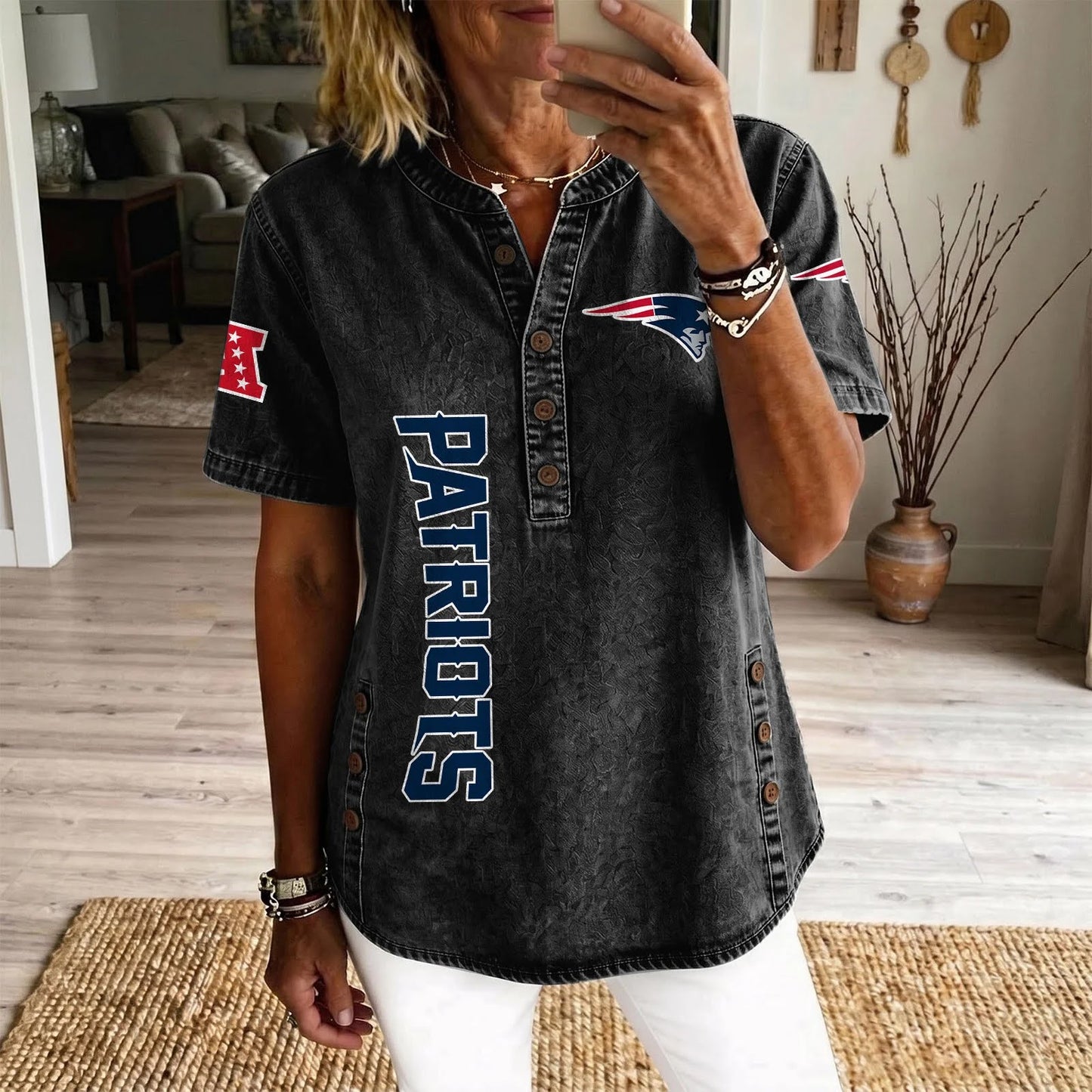 NE x NFL Women’???s Denim Casual Tops DATND LBN 190526
