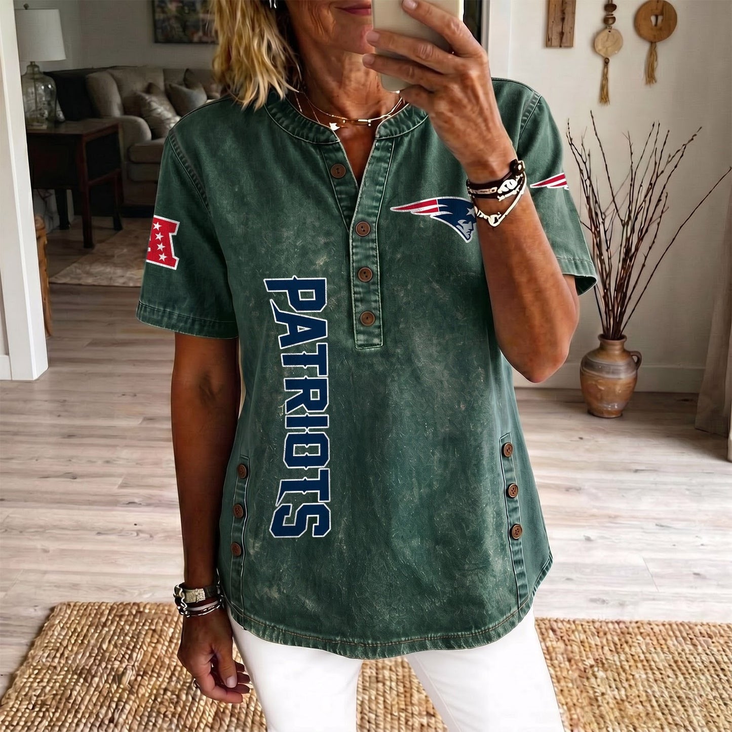 NE x NFL Women’???s Denim Casual Tops DATND LBN 190526
