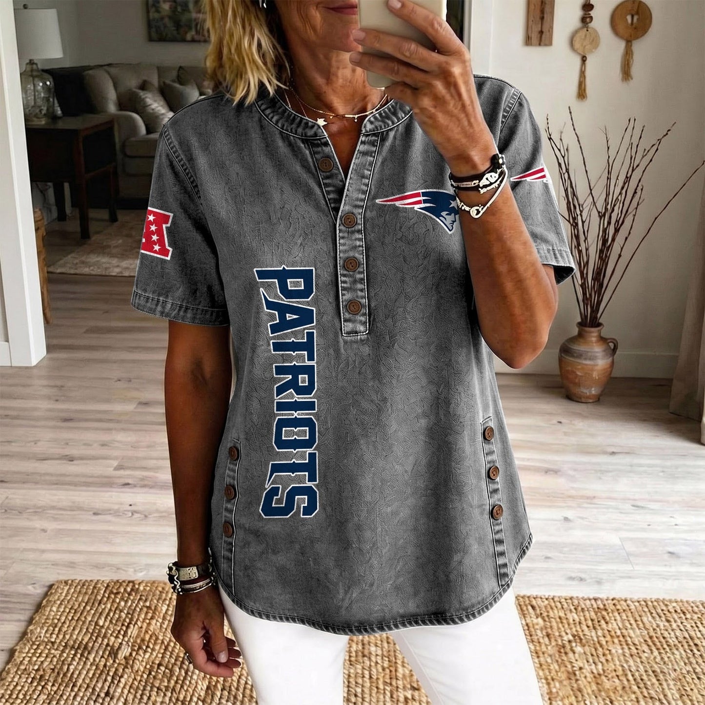 NE x NFL Women’???s Denim Casual Tops DATND LBN 190526