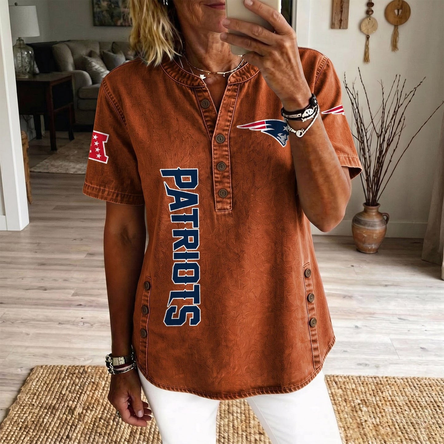 NE x NFL Women’???s Denim Casual Tops DATND LBN 190526