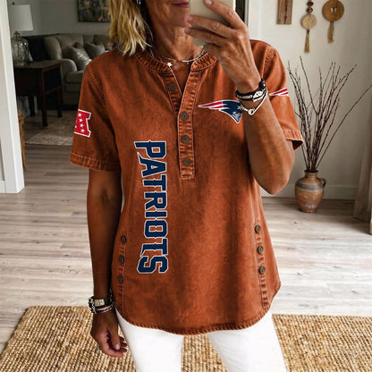NE x NFL Women’???s Denim Casual Tops DATND LBN 190526