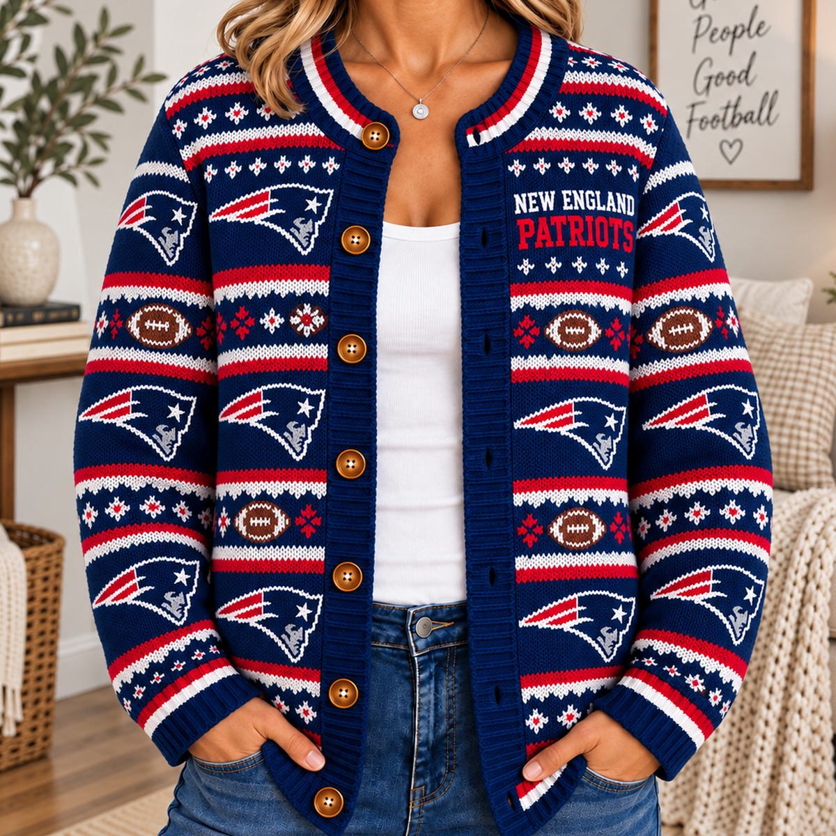 NE x NFL Women's Cardigan Sweater