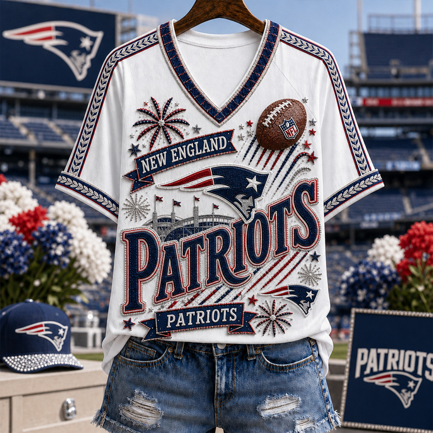 NEP_Denver Broncos NFL WOMAN V-NECK SHIRT FOR FAN 210726