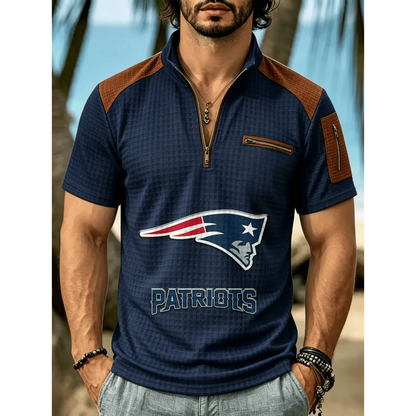 NFL x NEP Men's Quarter Zip Waffle Knit Polo Shirt